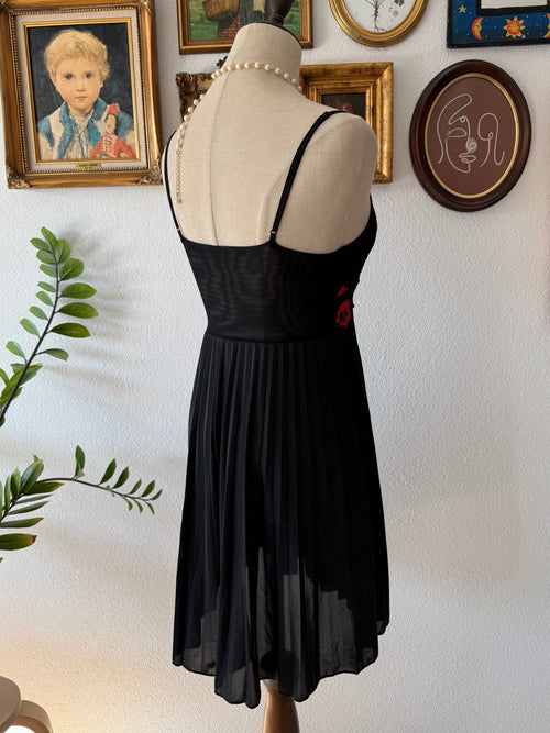 Black Pleated Nylon Gown Size S