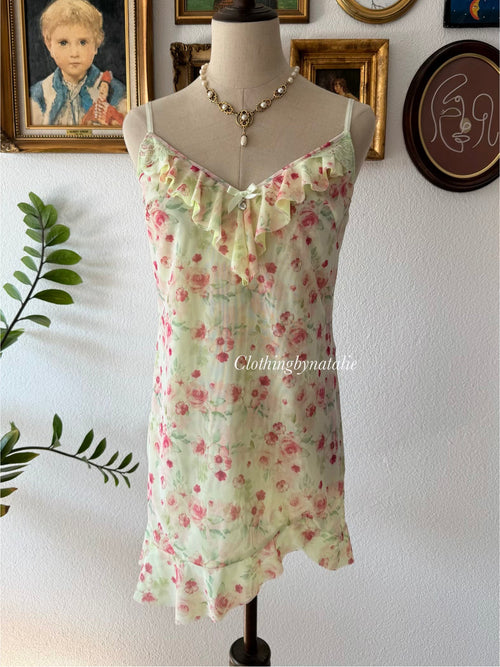 Floral Yellow Mesh Slip Size M