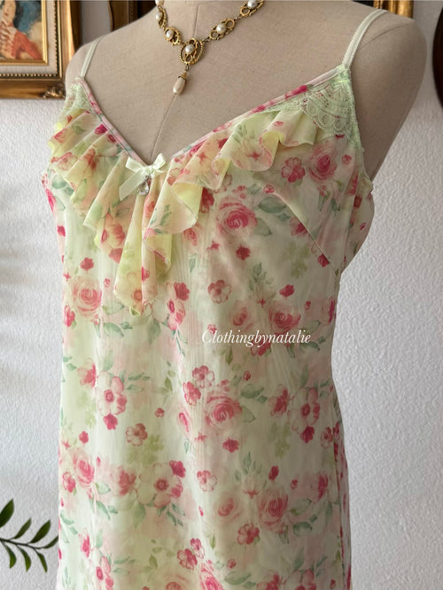 Floral Yellow Mesh Slip Size M