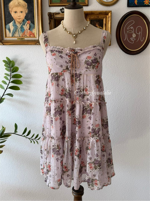 Purple Floral Chiffon Babydoll Size M