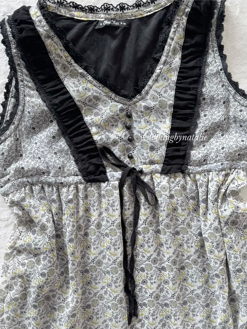 Black Floral Chiffon Babydoll Size S