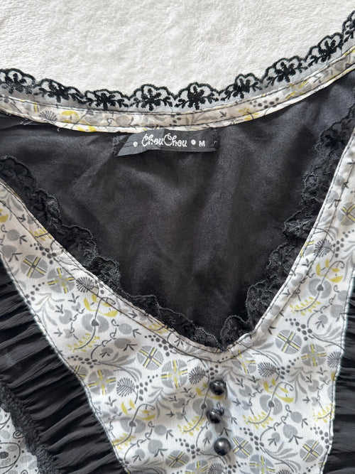 Black Floral Chiffon Babydoll Size S