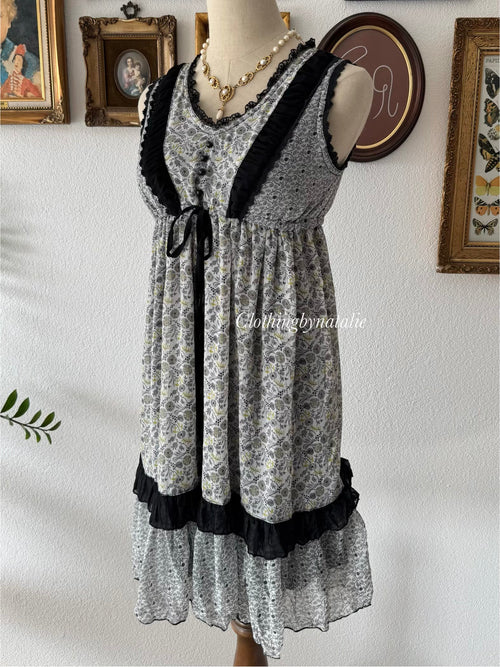 Black Floral Chiffon Babydoll Size S