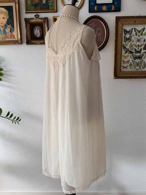 Odette Barsa Cream Nylon Nightgown Size M