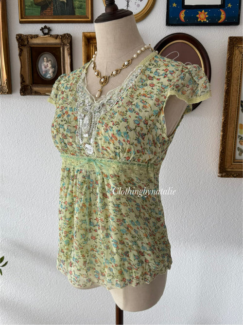Fairy Green Chiffon Blouse Size S