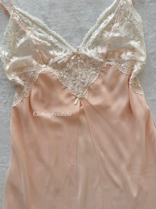 Orange Chiffon Sheer Slip Size S