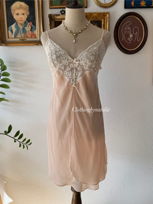 Orange Chiffon Sheer Slip Size S