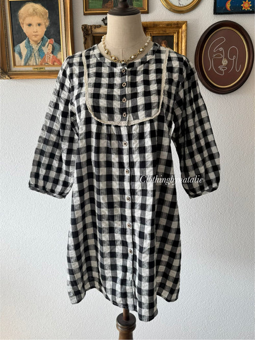 Japanese Gingham Cotton Babydoll Size S/small M