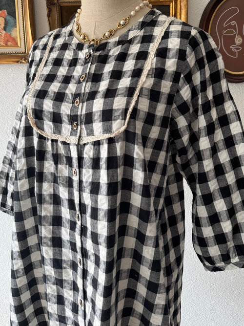 Japanese Gingham Cotton Babydoll Size S/small M