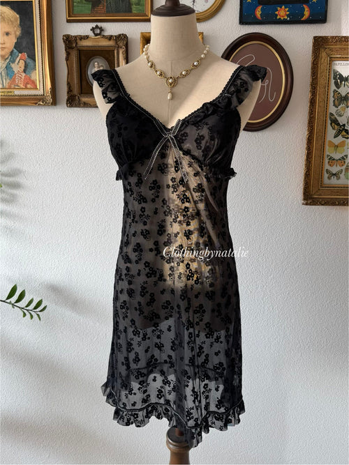 Black Burnt Velvet Slip Dress size S