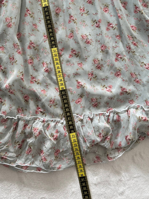 Blue Floral Chiffon Babydoll Size M