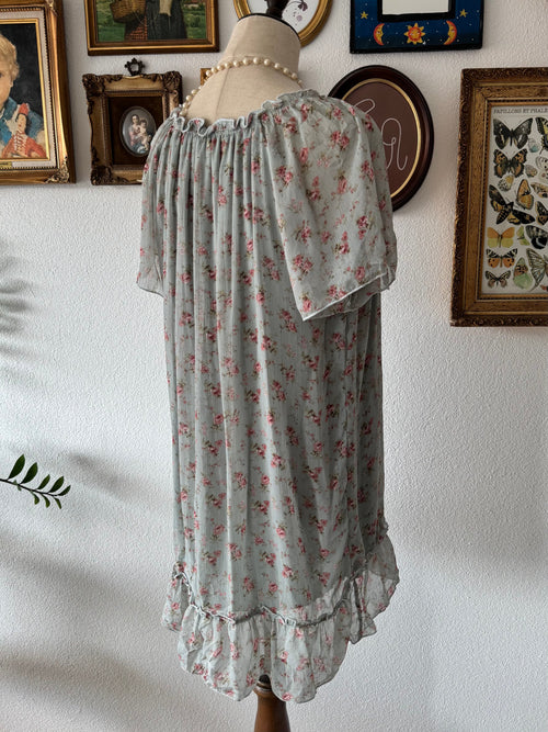 Blue Floral Chiffon Babydoll Size M