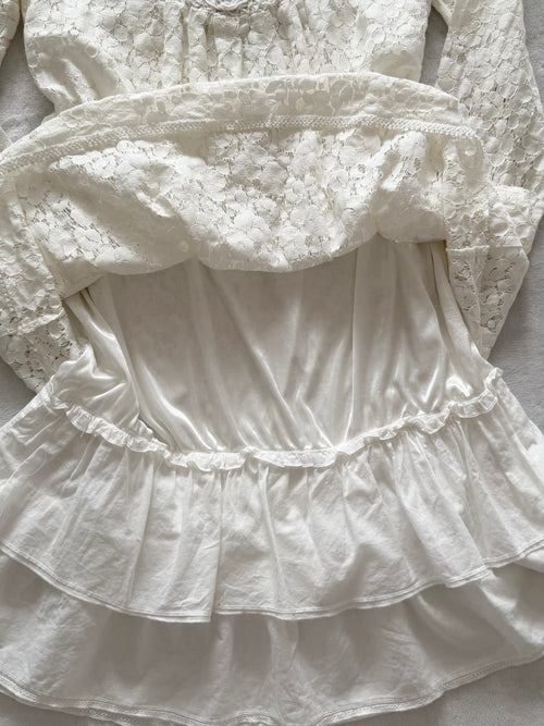 Y2K White Lace Babydoll Dress size S