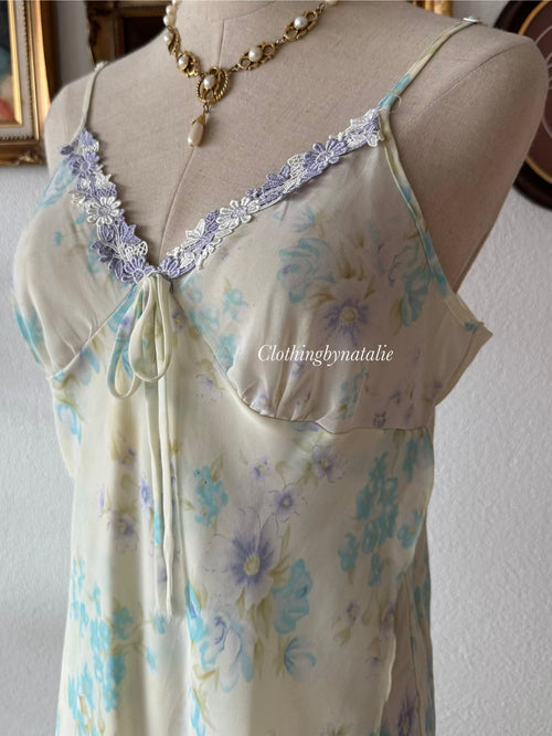 Romantic Blue Chiffon Nightgown Size M