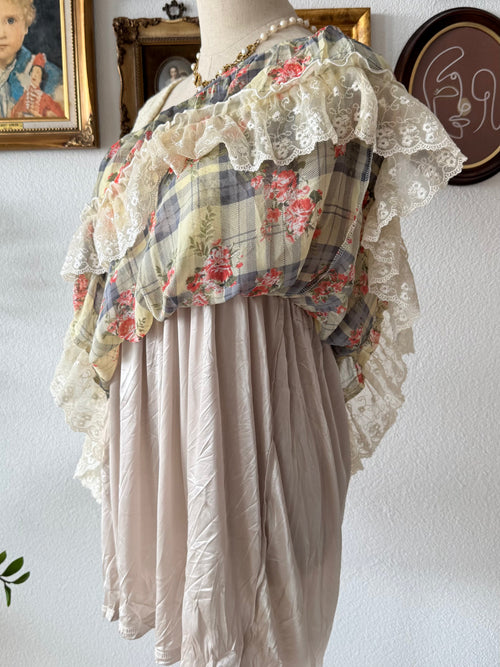 Boho Knit Chiffon Babydoll Size S/M