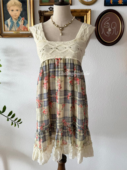 Boho Knit Chiffon Babydoll Size S/M