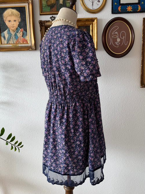 Navy Floral Chiffon Babydoll Size M