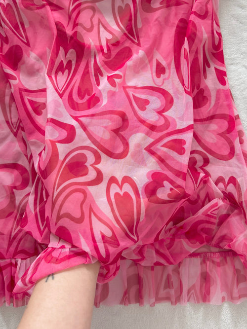 Romantic Heart Mesh Slip Size M