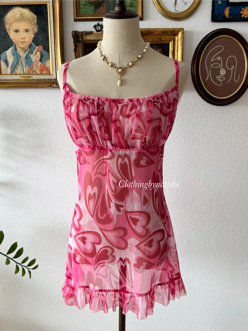 Romantic Heart Mesh Slip Size M
