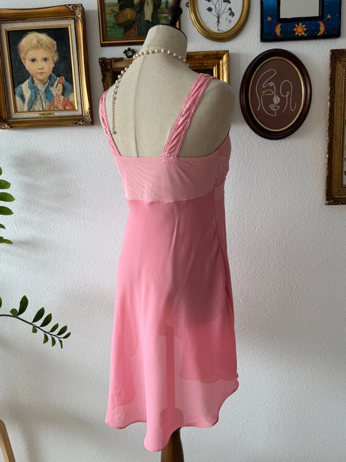 Coquette Pink Chiffon Lace Babydoll Size S/M