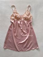 Pink Lace Satin Slip Size S