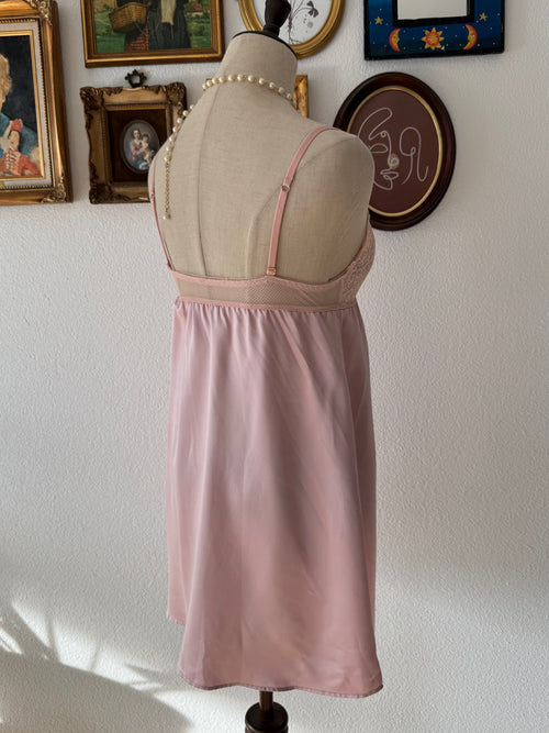 Pink Lace Satin Slip Size S