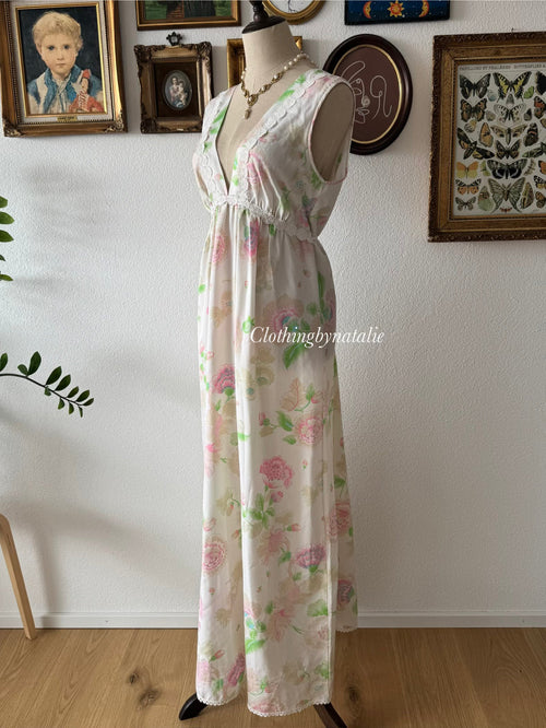 Christian Dior Floral Satin Nightgown Size M