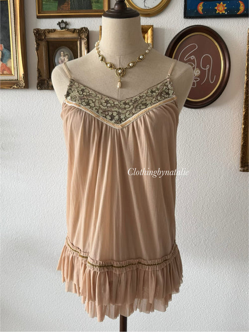 Earthy Brown Mesh Cami Size S