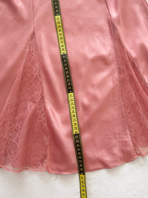 Dark Orange Satin Lace Slip size M