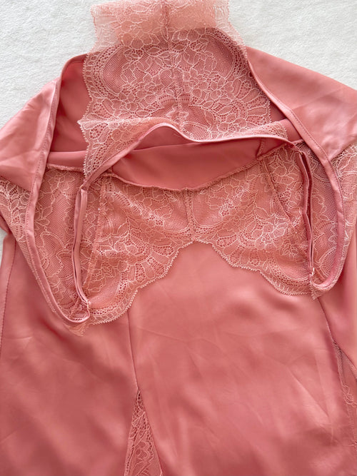 Dark Orange Satin Lace Slip size M
