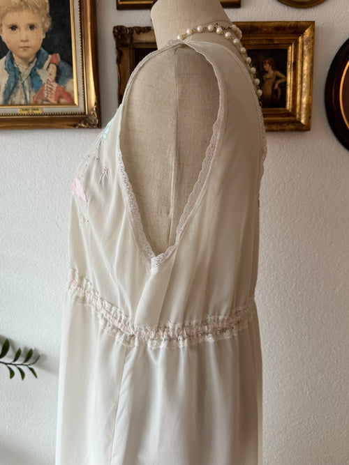 1960s Bert Yerlin Nylon Maxi Peignoir Set Size L