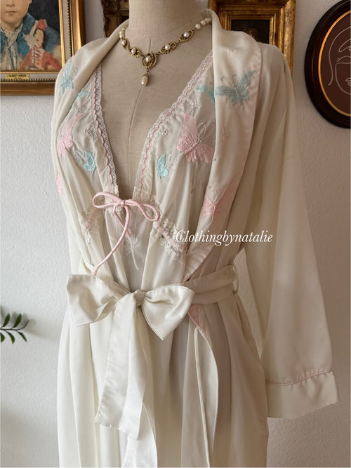 1960s Bert Yerlin Nylon Maxi Peignoir Set Size L