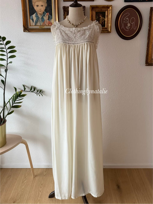 Christian Dior Cream Nylon Maxi Peignoir Set Size S