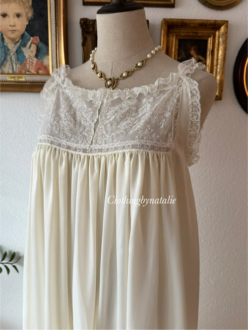 Christian Dior Cream Nylon Maxi Peignoir Set Size S