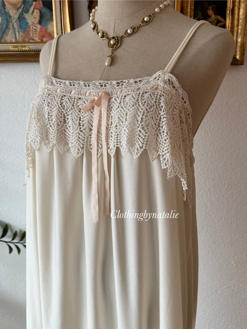Miss Dior Cream Nylon Maxi Peignoir Set Size S