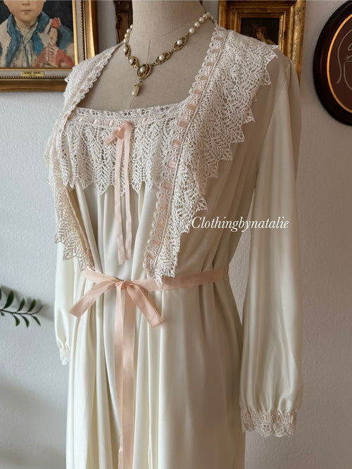 Miss Dior Cream Nylon Maxi Peignoir Set Size S