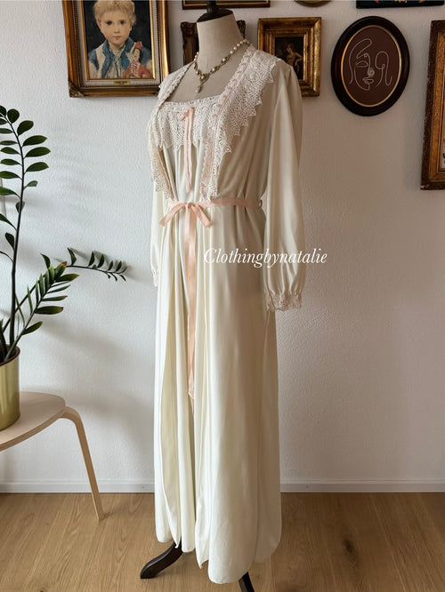 Miss Dior Cream Nylon Maxi Peignoir Set Size S