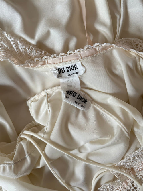 Miss Dior Cream Nylon Maxi Peignoir Set Size S
