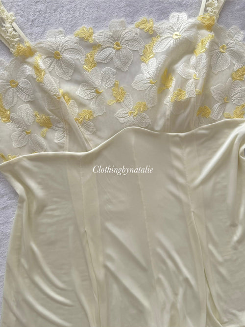 Japanese Yellow Nylon Lace Cami Size M