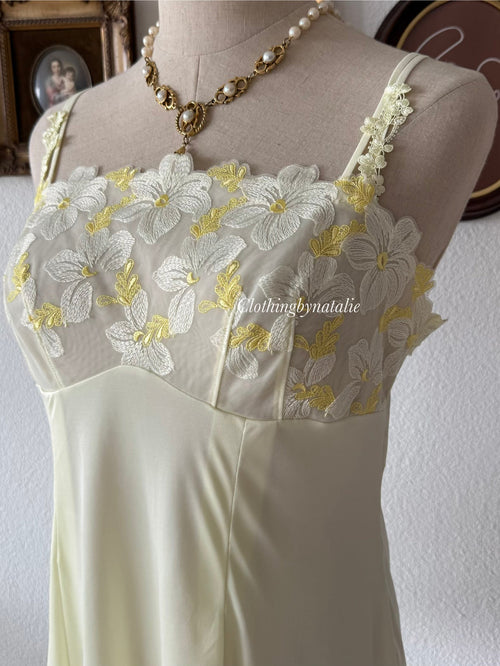 Japanese Yellow Nylon Lace Cami Size M