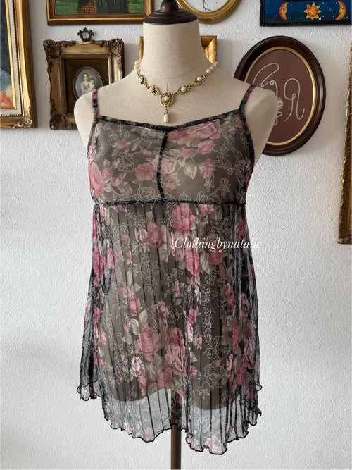 Floral Sheer Mesh Cami Size S