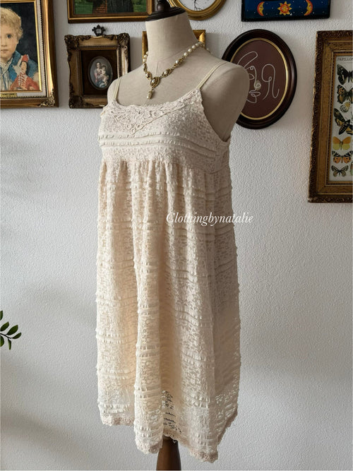 Y2K Cream Lace Babydoll Dress size M
