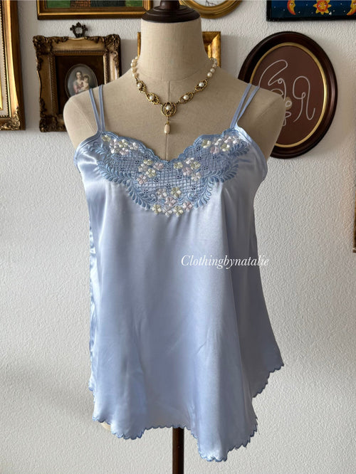 Coquette Blue Satin Cami Size S
