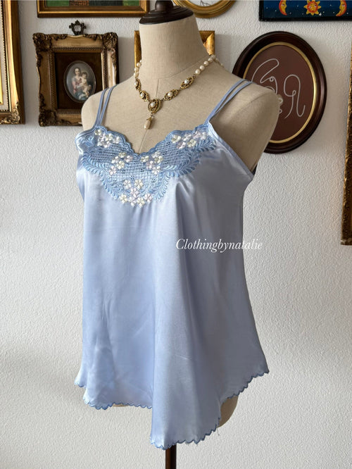 Coquette Blue Satin Cami Size S