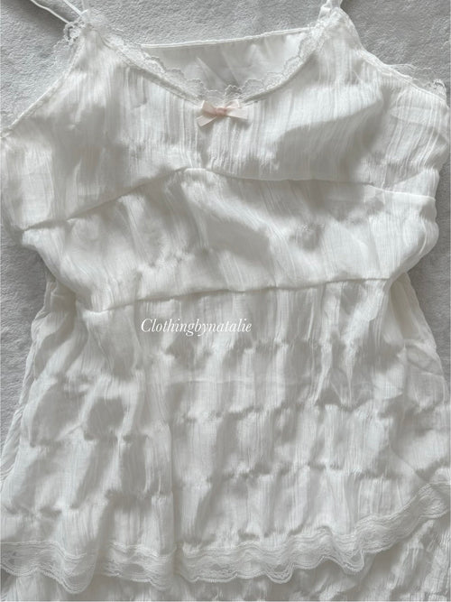 Fairy White Layered Midi Dress Size S