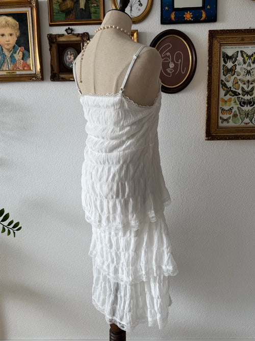 Fairy White Layered Midi Dress Size S