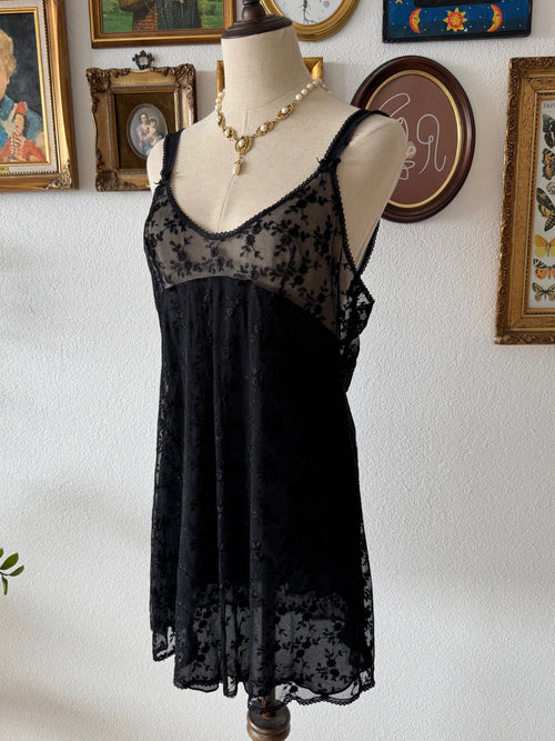 Fairy Embroidery Black Slip Size M