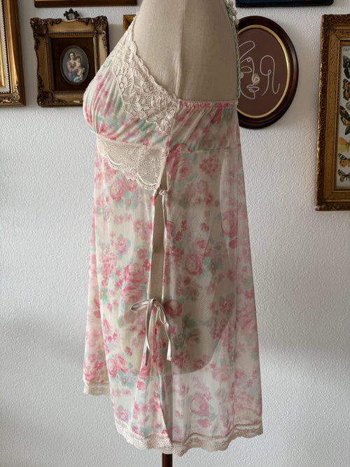 Romantic Floral Mesh Slip Size S