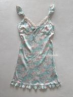 Fairy Blue Floral Satin Slip Size S