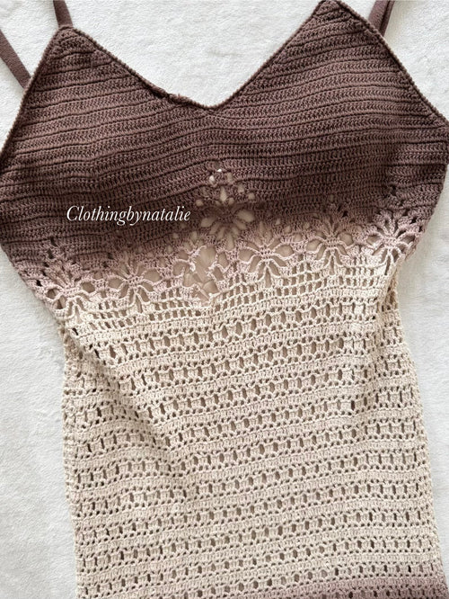 Boho Ombré Brown Knit Dress Size S